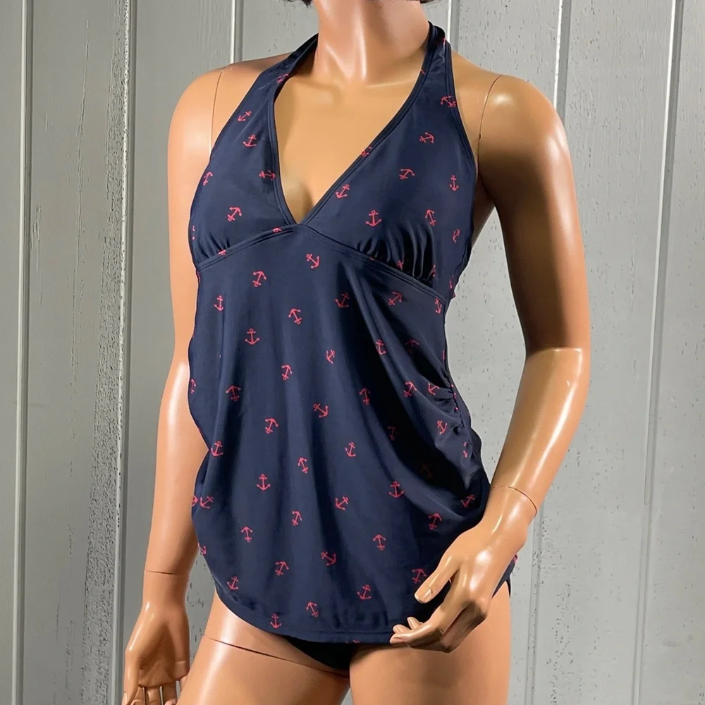 **Old Navy Women’s Navy Blue & Red Anchor Tankini Sz SP